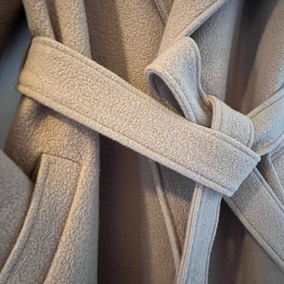 Club Monaco Camel Wool Belted Trench Coat - Picture 3 of 6